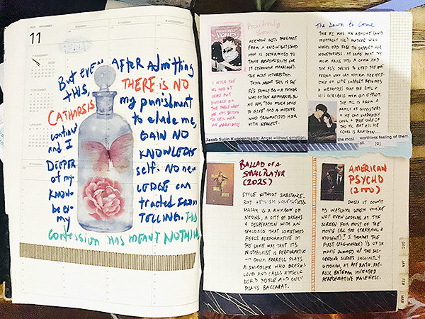 journal: notes on Positively Yours, The Dawn to Come, Ballad of a Small Player, American Psycho