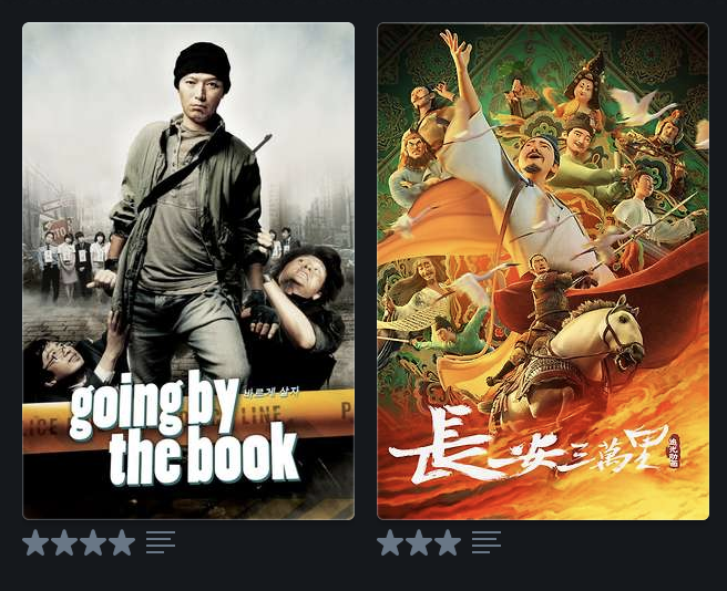thumbnail posters of Going by the Book and Chang'an